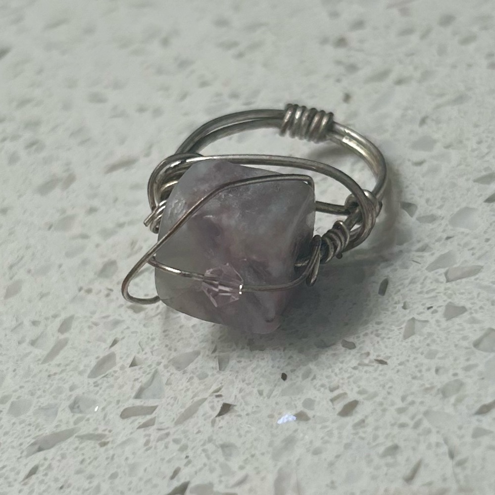 Purple stone wire ring